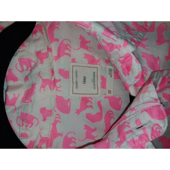 GAP CAT ALL OVER PRINT FITTED BOYFRIEND LS SHIRT WOMENS SZ XS - Picture 4 of 6